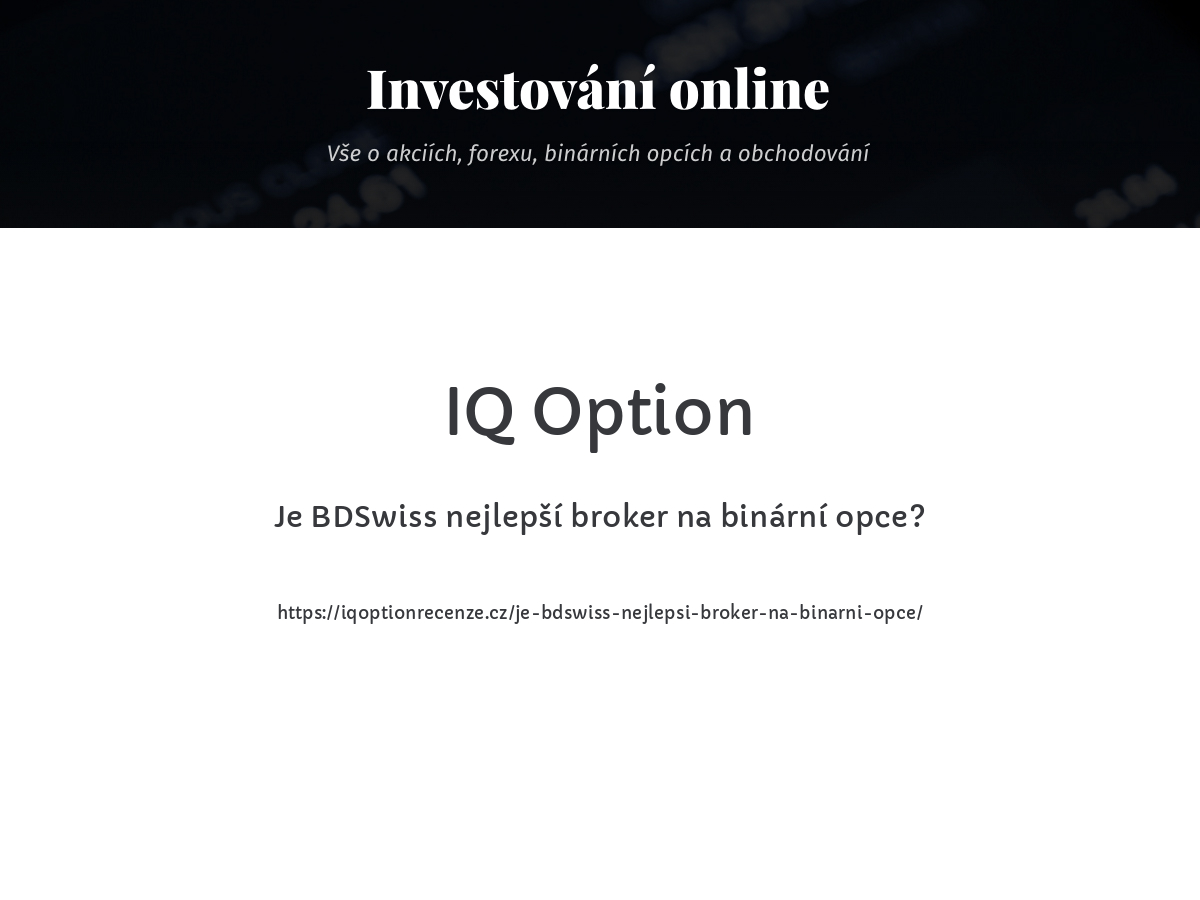 Je BDSwiss nejlepší broker na binární opce?